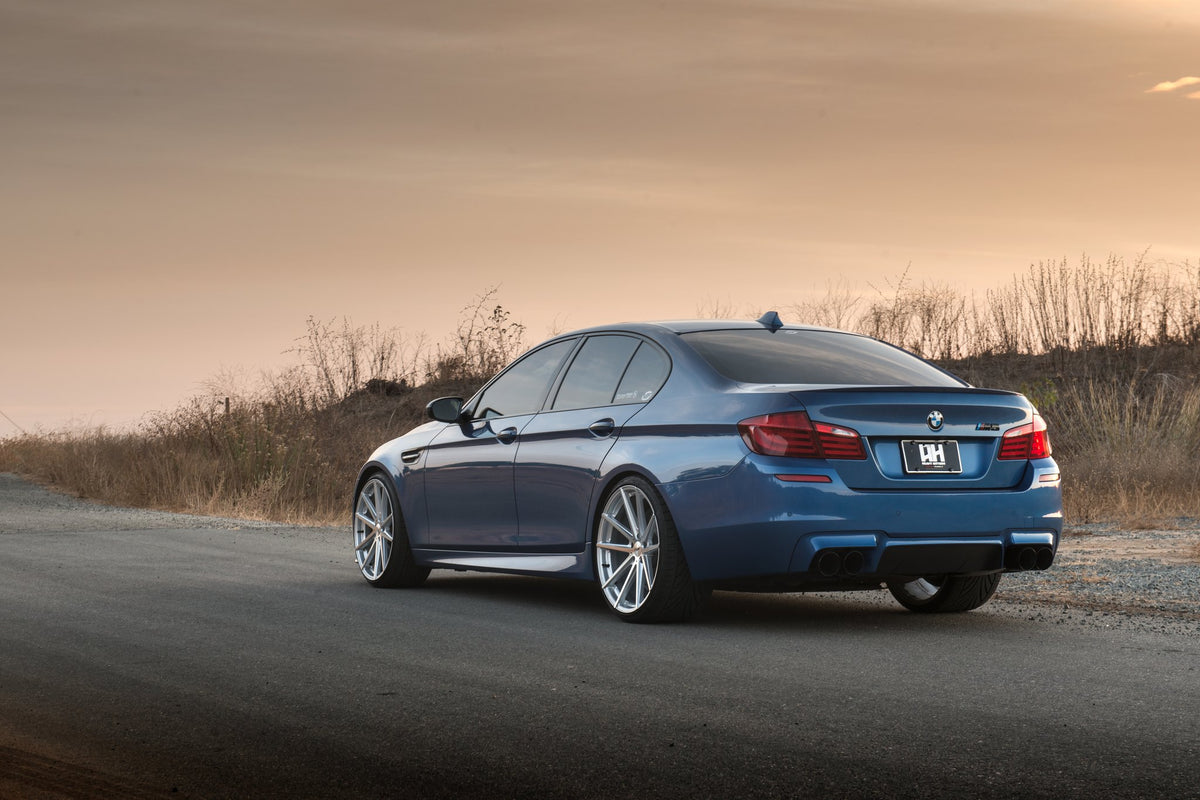 TSW Bathurst Silver with Mirror Cut Face on a BMW F10 M5