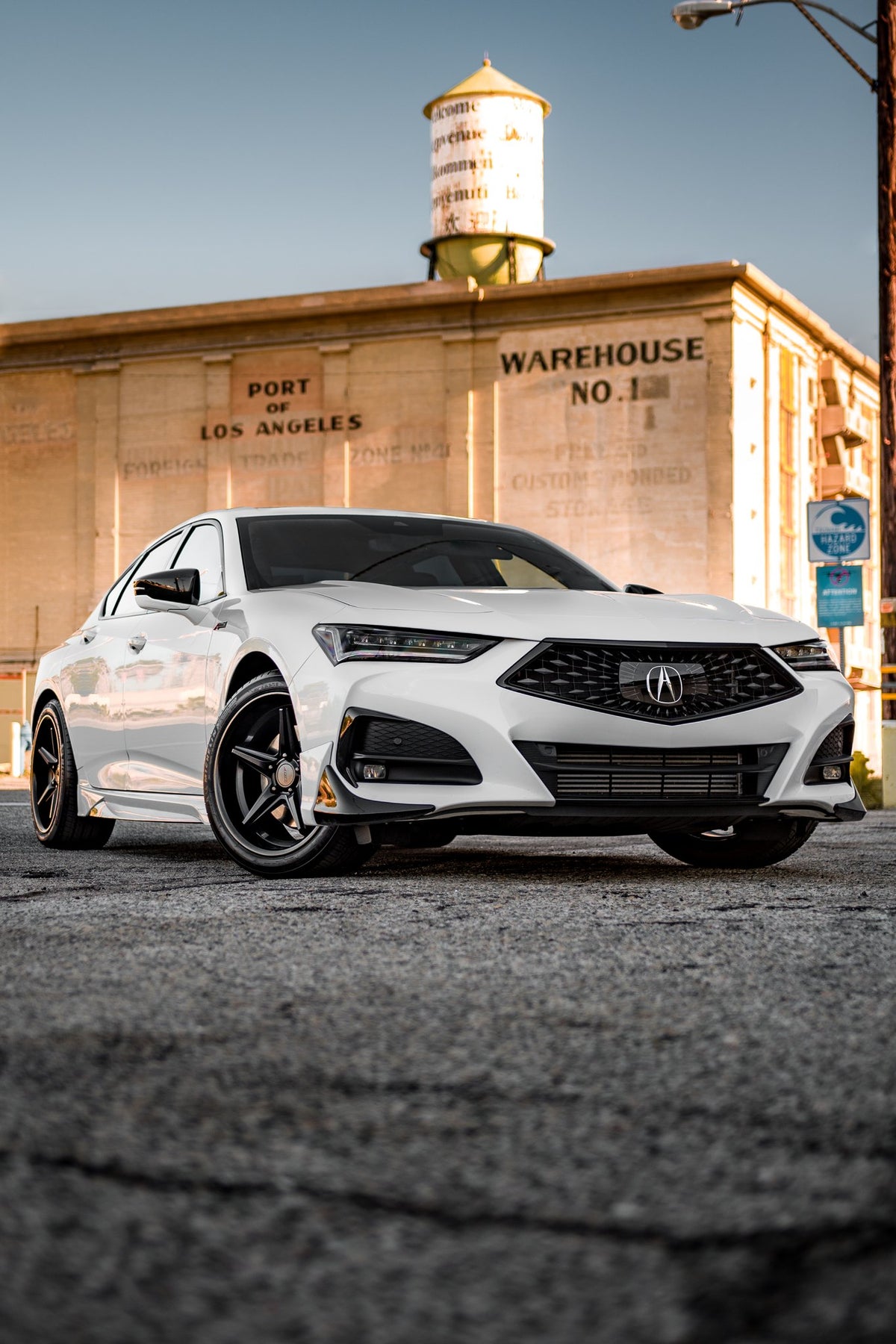 TSW Launch Matte Black with Gloss Black Lip on an Acura TLX Type S