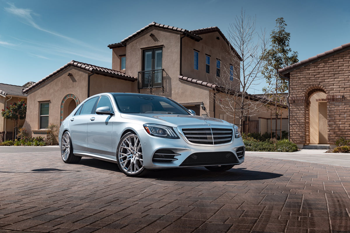 TSW Sebring Silver with Mirror Cut Face on a Mercedes S Class