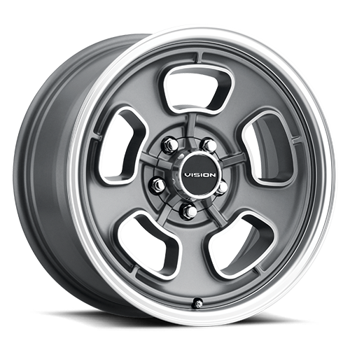 Vision American Muscle 148 15X7 -7 Satin Grey Machined Face/Lip