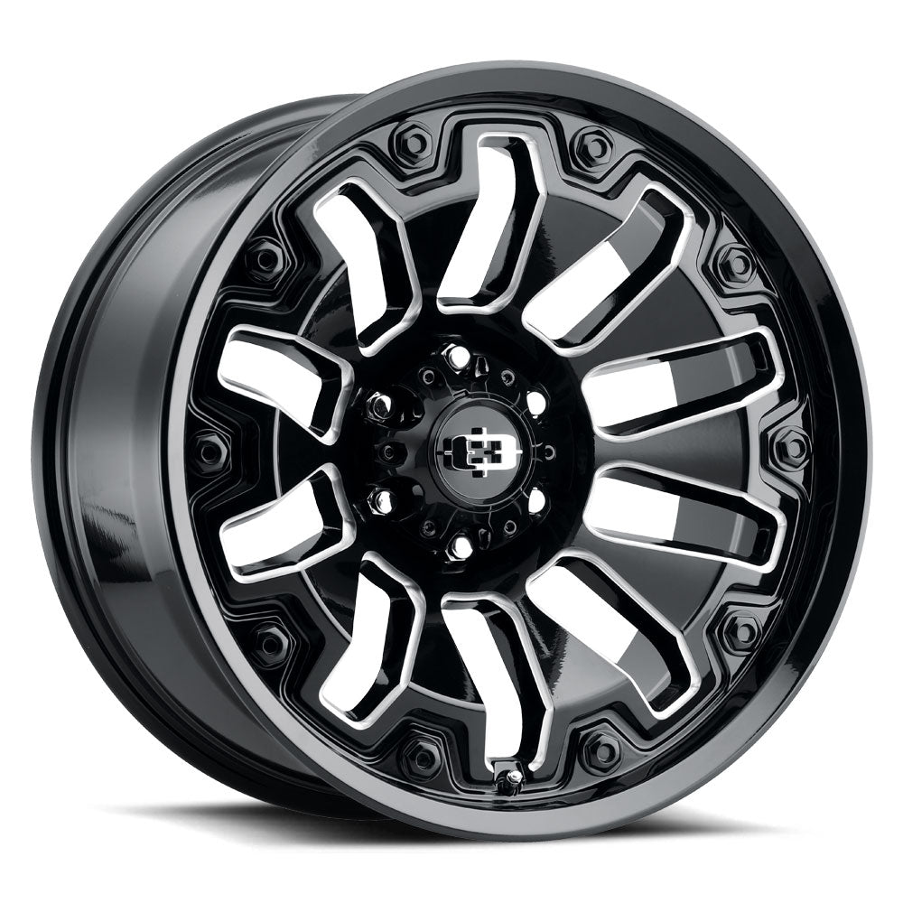 Vision Off-Road 362 18X9 -12 Gloss Black Milled Spoke with Black Bolt Inserts