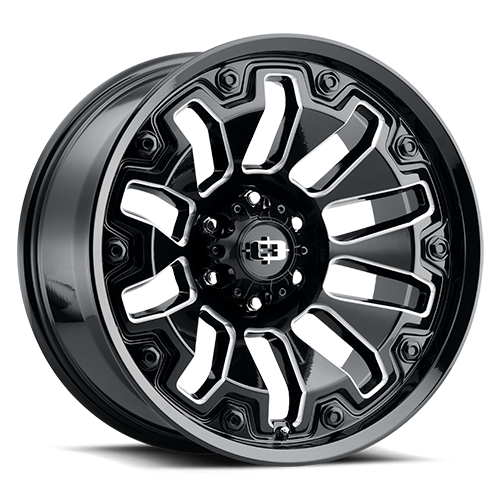 Vision Off-Road 362 20X9 +12 Gloss Black Milled Spoke with Black Bolt Inserts