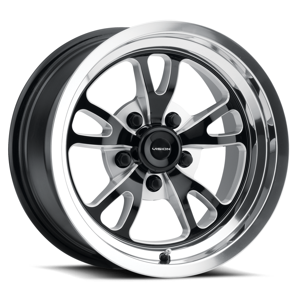Vision American Muscle 149 15X4 -19 Gloss Black Milled Spoke Polished Lip