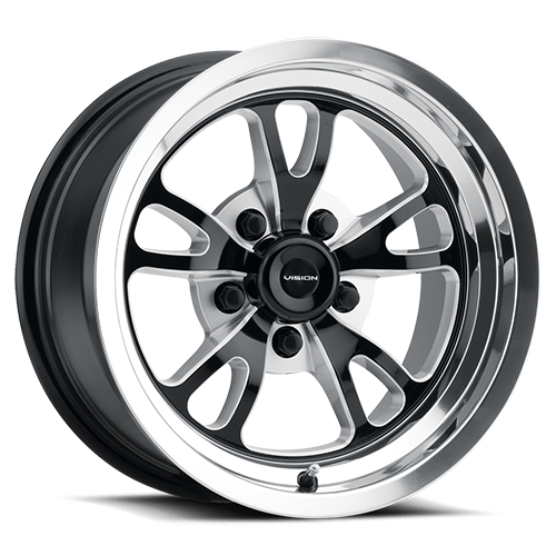 Vision American Muscle 149 17X7 +0 Gloss Black Milled Spoke Polished Lip