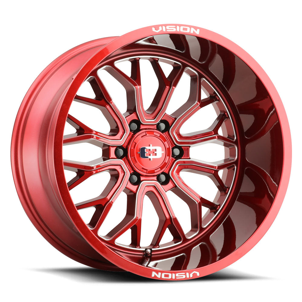 Vision Off-Road 402 20X9 +12 Red Tint Milled Spoke