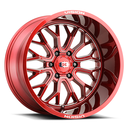 Vision Off-Road 402 20X9 +12 Red Tint Milled Spoke