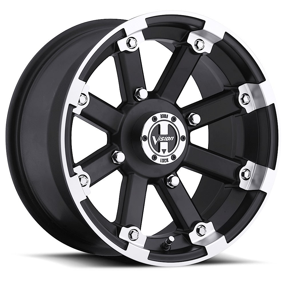 Vision ATV 393 15X8 -10.2 Matte Black Machined Lip