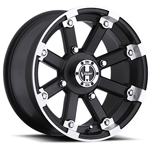 Vision ATV 393 12X8 -10.2 Matte Black Machined Lip