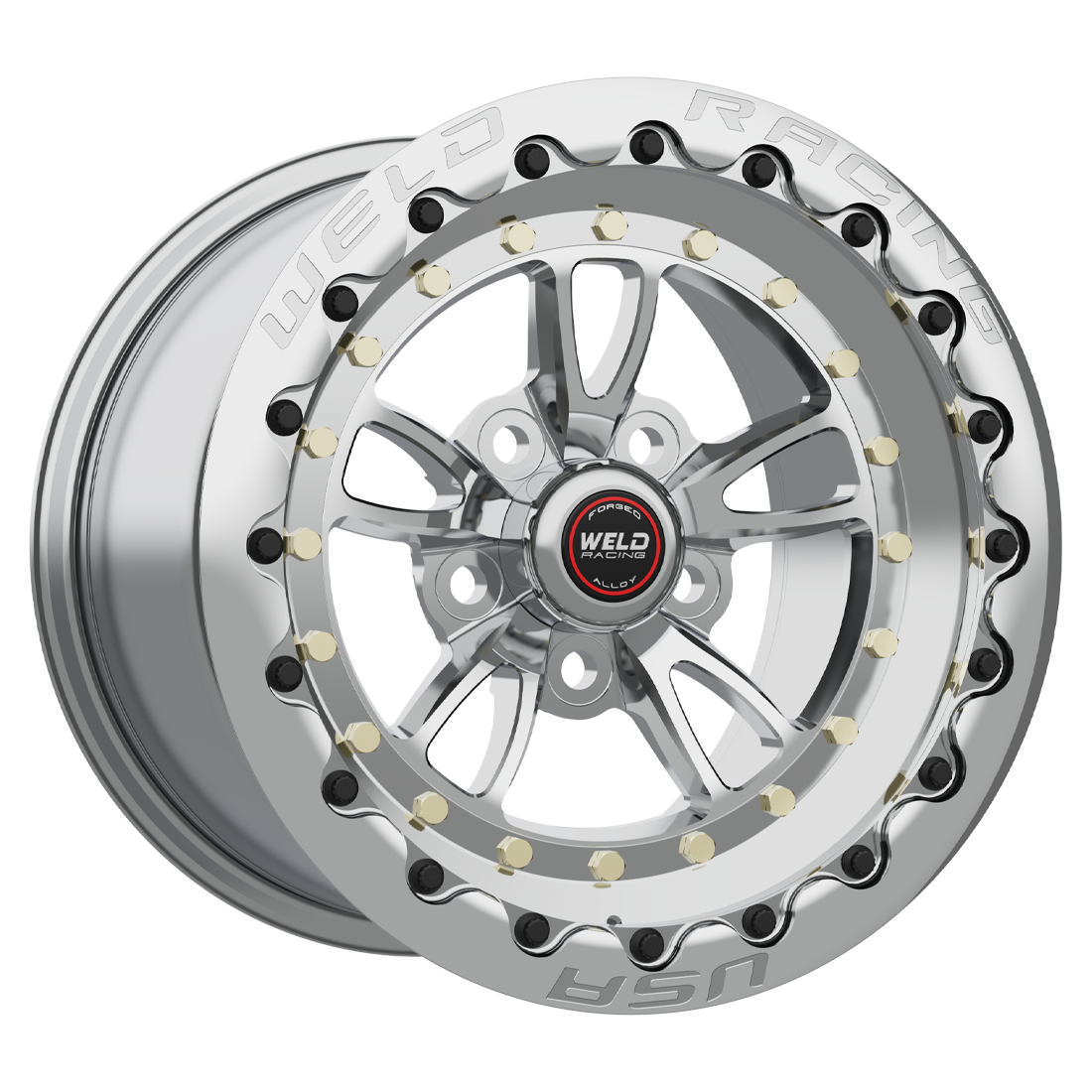 WELD Racing Full Throttle Beadlock 15X8 -25 Polished Center - Polished Shell