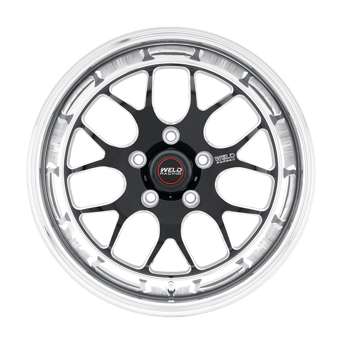 WELD Racing S77 17X11 -5 Black Center - Polished Shell