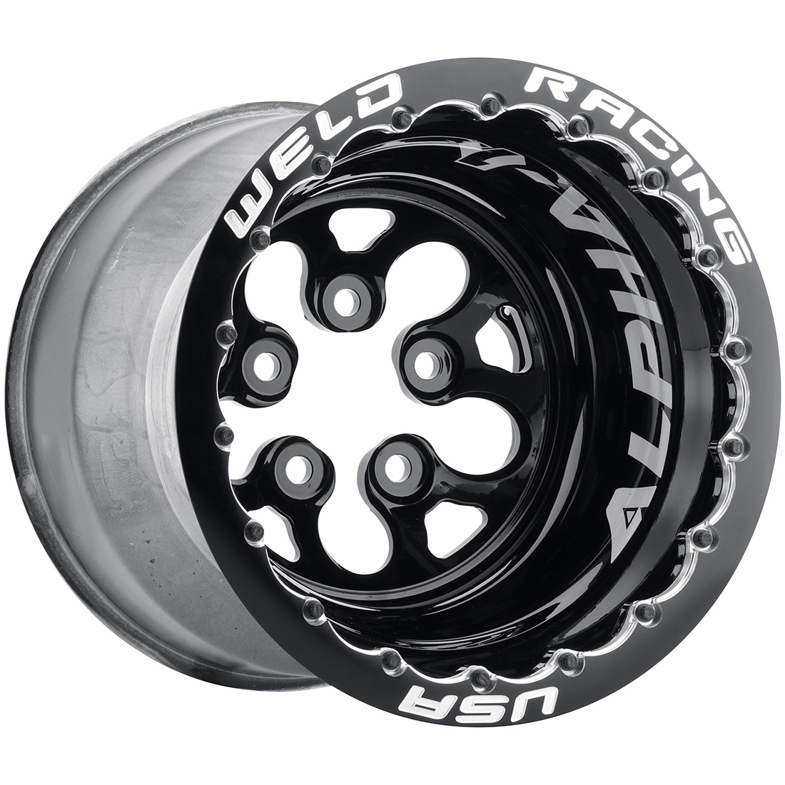 WELD Racing Alpha-1 15X13 -127 Gloss Black Center - Gloss Black Shell