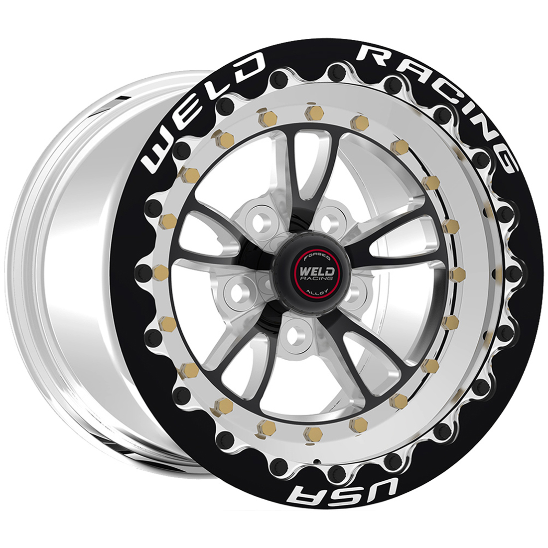 WELD Racing Full Throttle Beadlock 15X10 +0 Black Center - Polished Shell
