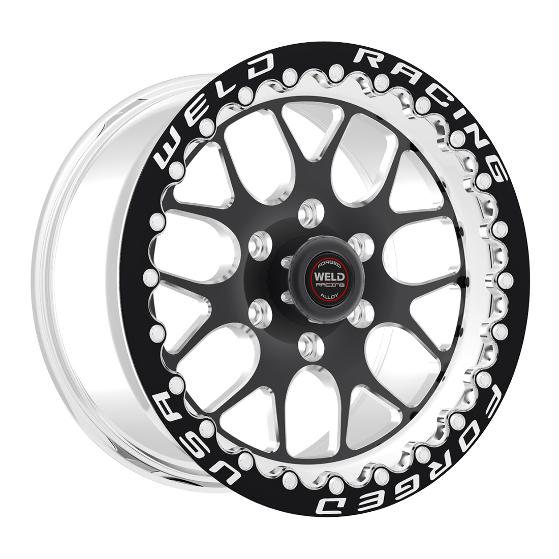 WELD Racing S77 Hd Beadlock 15X10 +21 Black Center - Polished Shell
