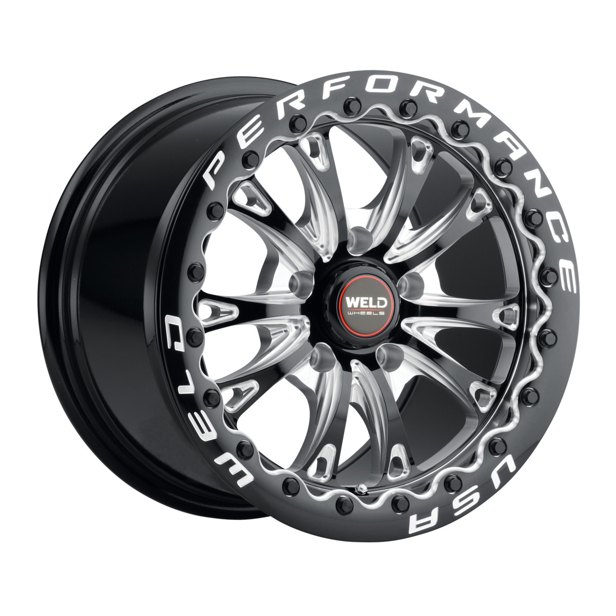 WELD Street Performance Belmont Beadlock 15X10 +45 Gloss Black Milled