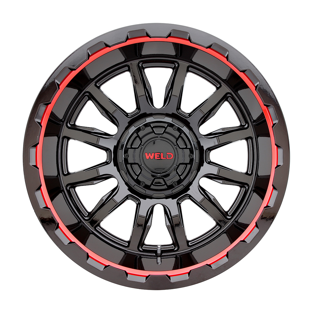 WELD Off-Road Gauntlet 20X10 -19 Gloss Black Milled Red