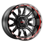WELD Off-Road Gauntlet 20X10 -19 Gloss Black Milled Red