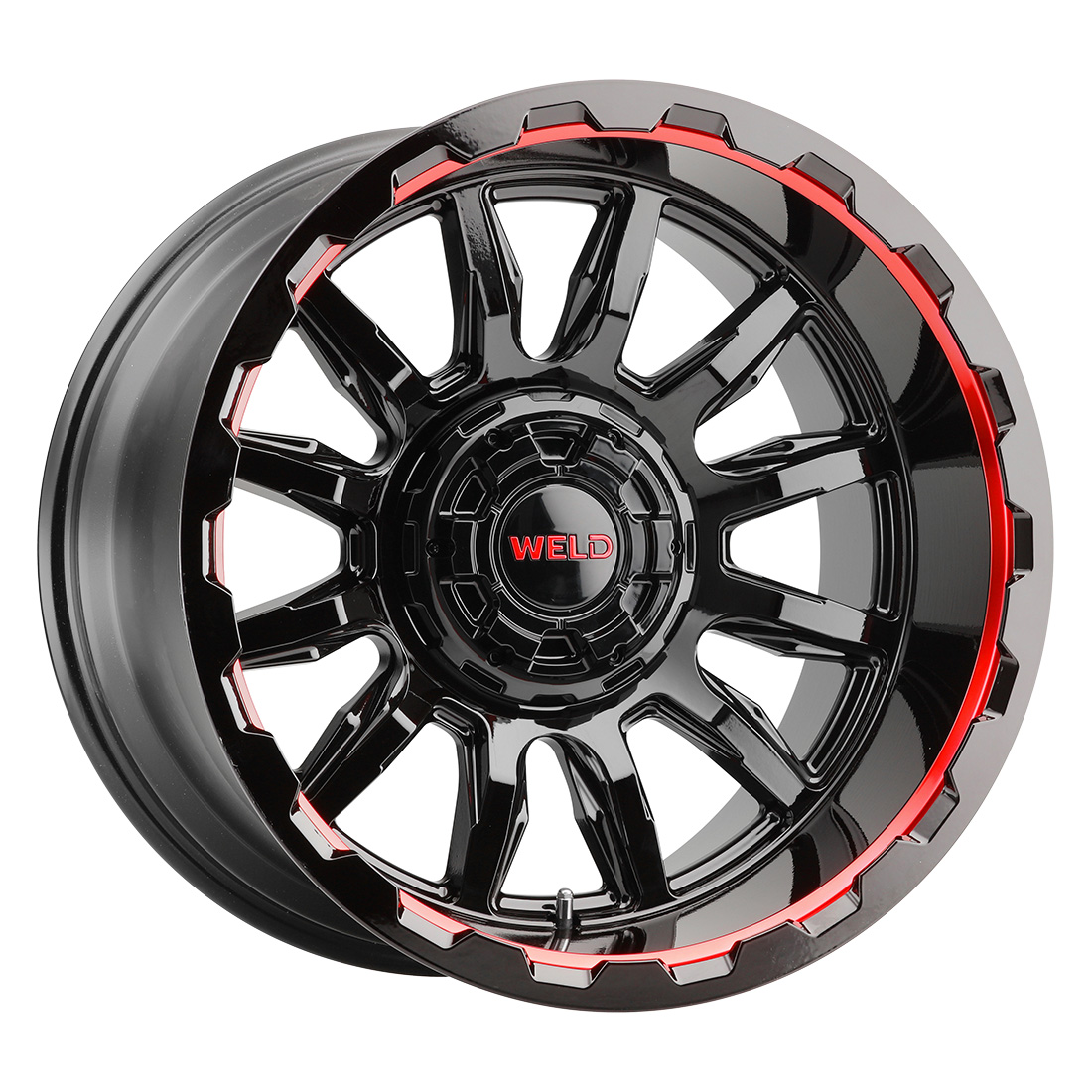 WELD Off-Road Gauntlet 20X10 -19 Gloss Black Milled Red