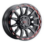 WELD Off-Road Gauntlet 20X9 +0 Gloss Black Milled Red