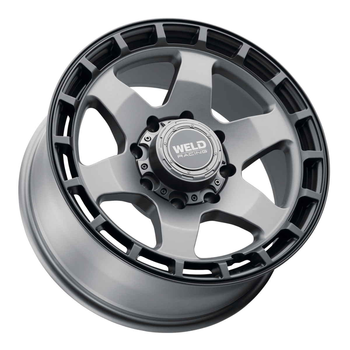 WELD Off-Road Ridge 20X9 +0 Satin Gunmetal - Satin Black Ring
