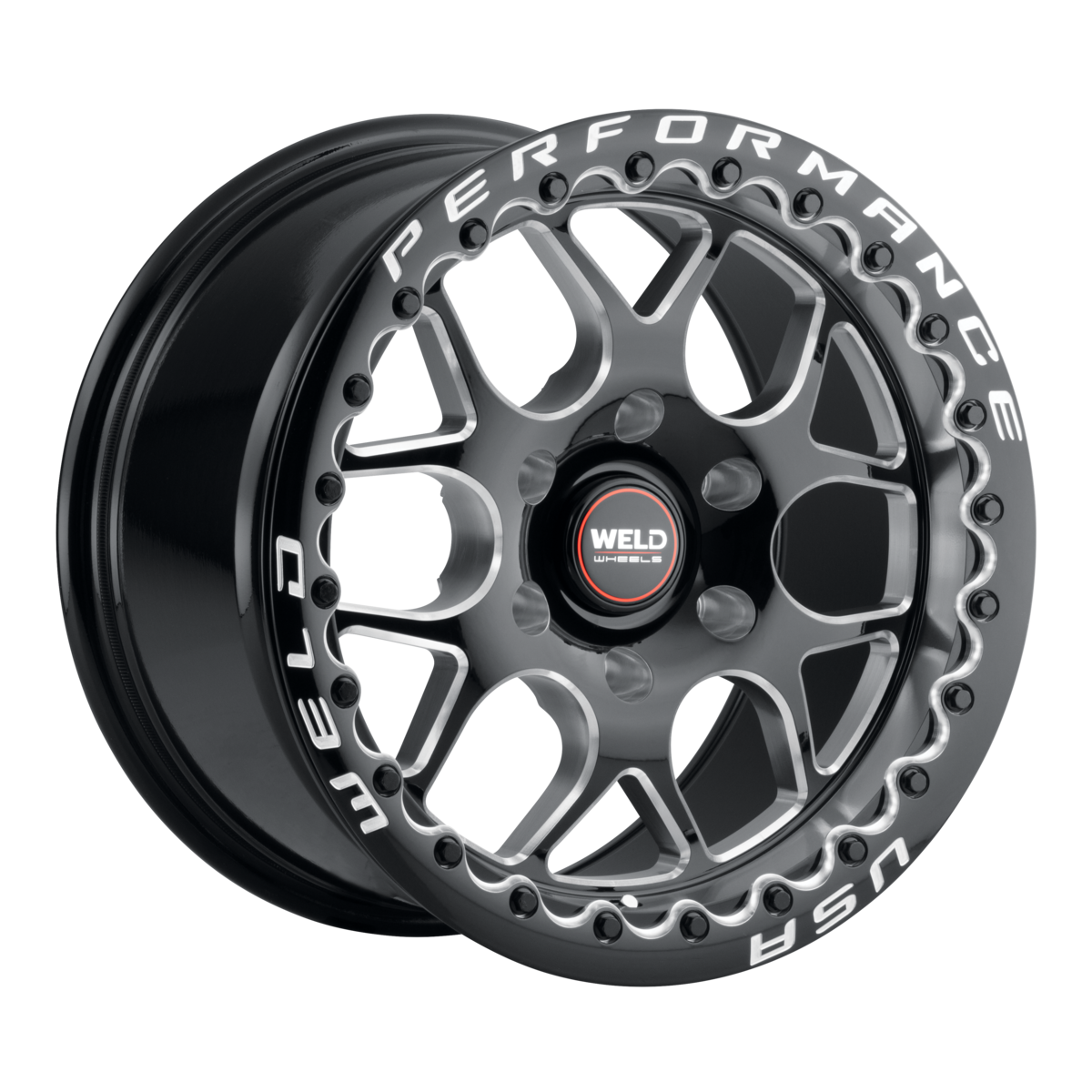 WELD Street Performance Solana Beadlock 17X10 +25 Gloss Black Milled