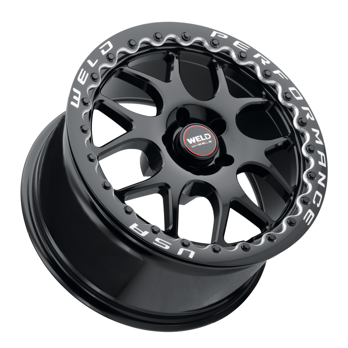 WELD Street Performance Solana Beadlock 18X10 +28 Gloss Black